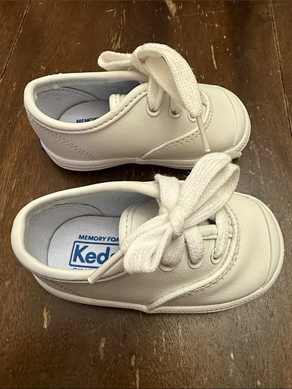 Keds White Toddler Lace-Up Leather Sneakers